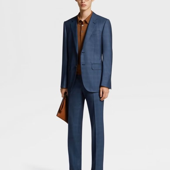 Zegna Men's Blue Suit - Size 54 R European (Size 38 US) - Picture 1 of 4